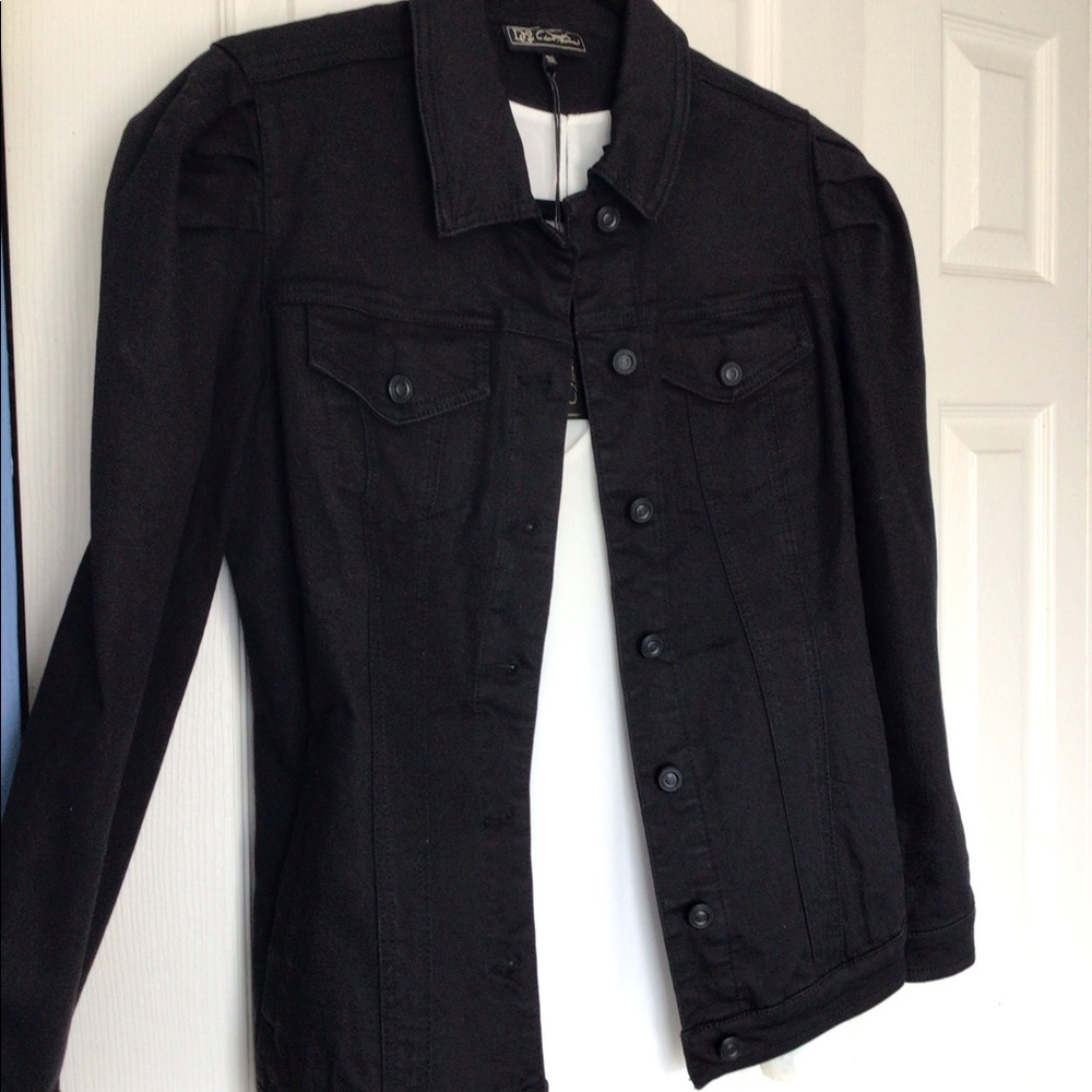 NWT - Black denim, puff sleeve jacket.